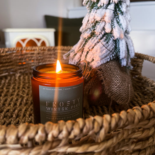 Frosty Winter Pine Christmas Candle