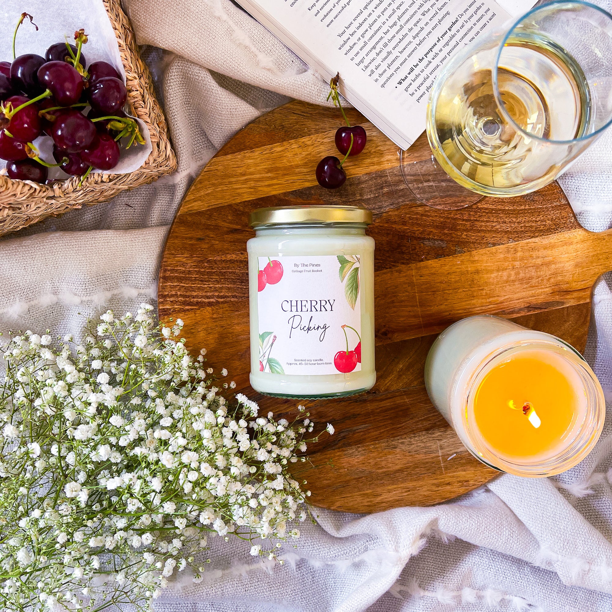 Cherry Picking Cottage Fruit Basket Candle