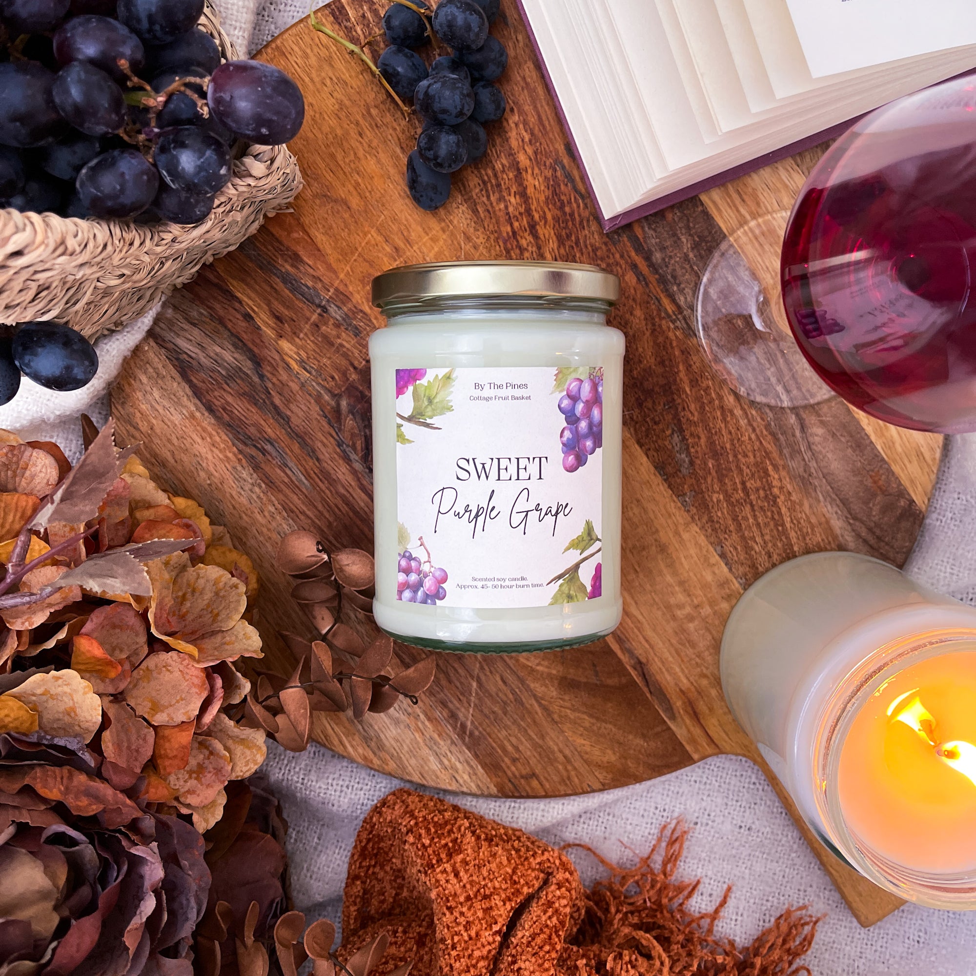 Sweet Purple Grape Cottage Fruit Basket Candle
