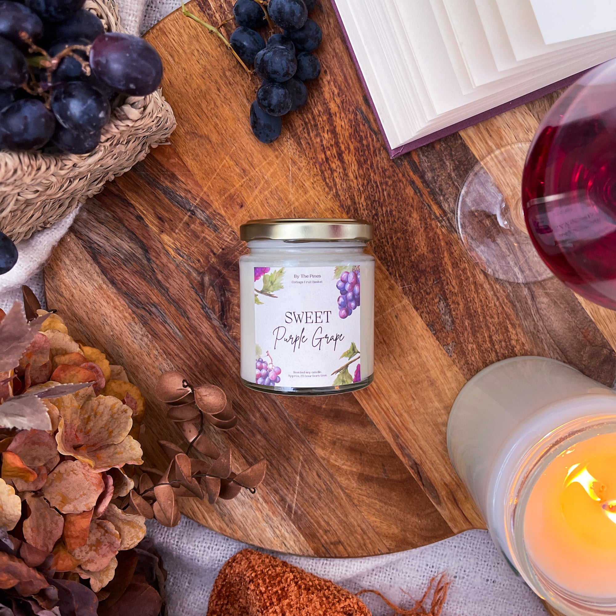 Sweet Purple Grape Cottage Fruit Basket Candle
