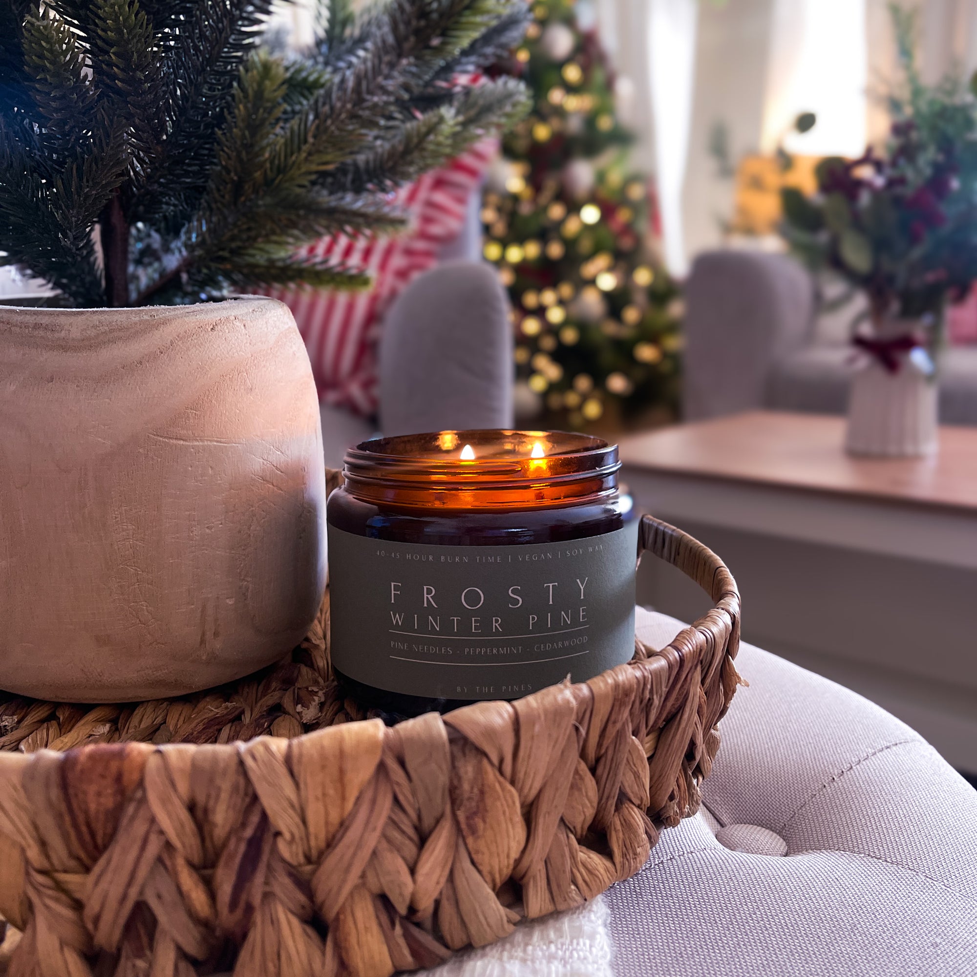 Frosty Winter Pine Christmas Nature Collection Candle
