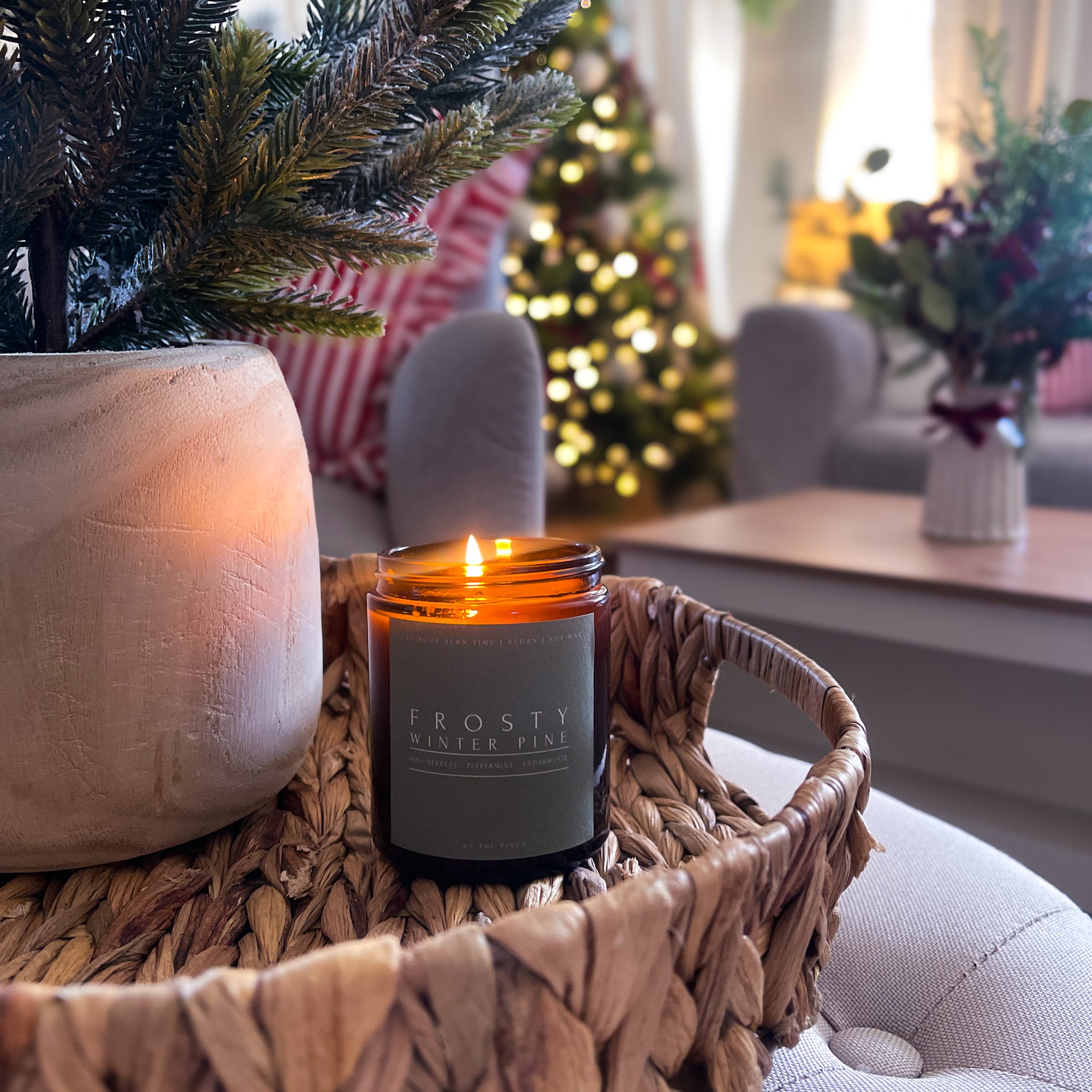 Frosty Winter Pine Christmas Nature Collection Candle