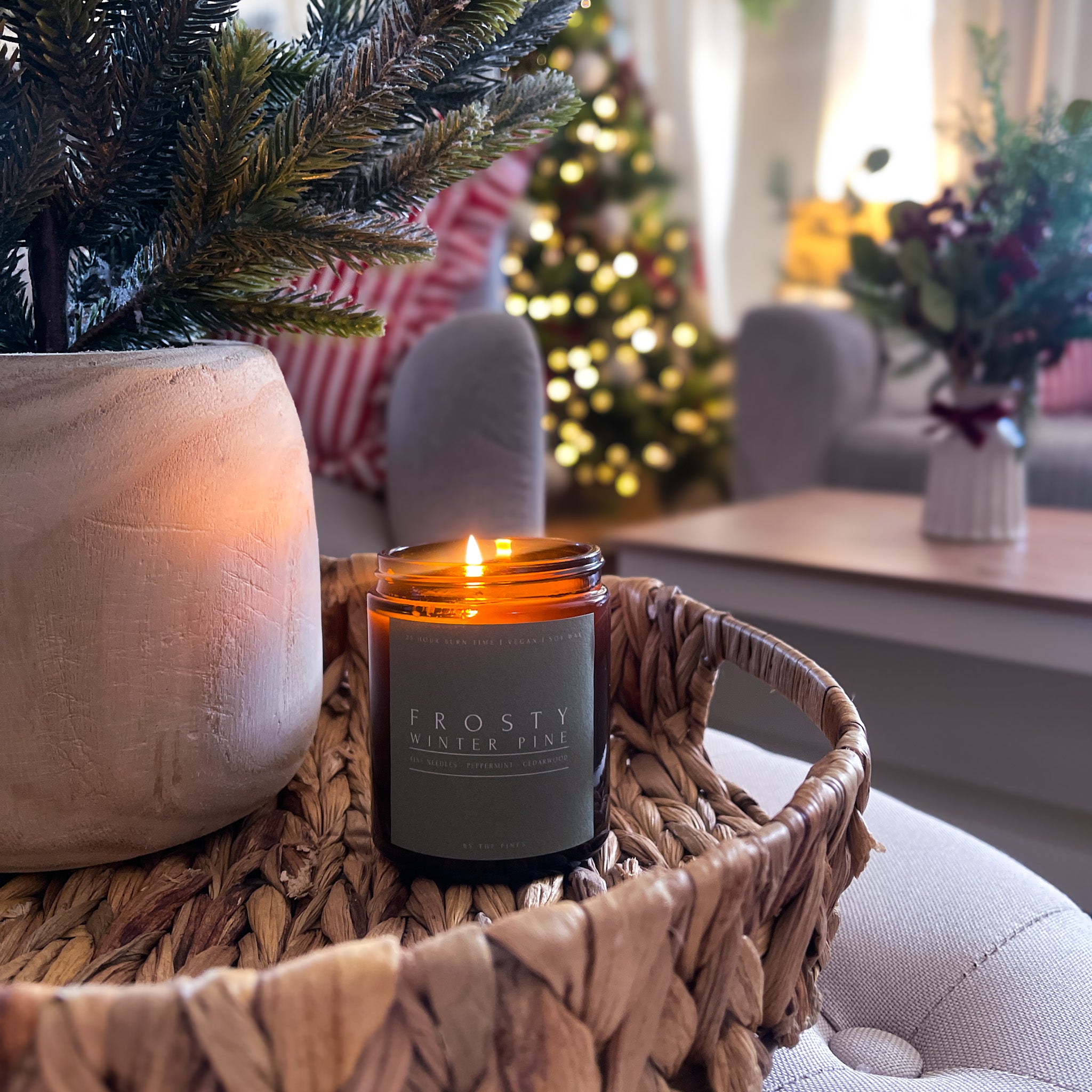 Frosty Winter Pine Christmas Nature Collection Candle