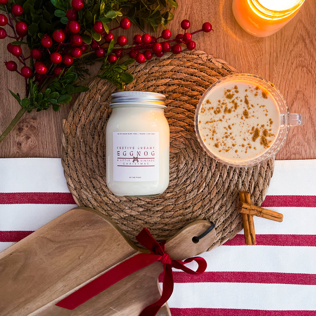 Festive Creamy Eggnog Christmas Farmhouse Candle