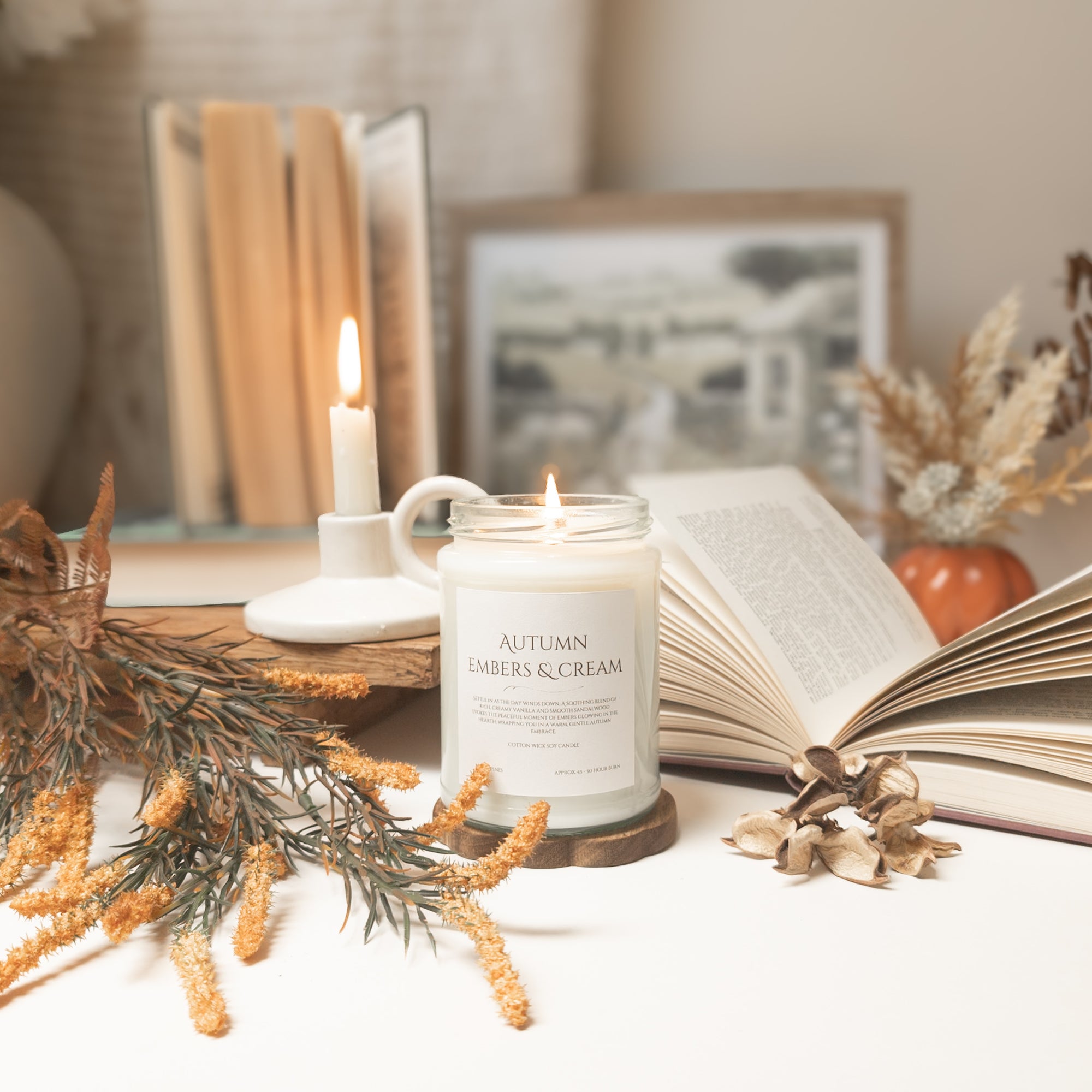 Autumn Embers & Cream Candle - Cottage Core Collection