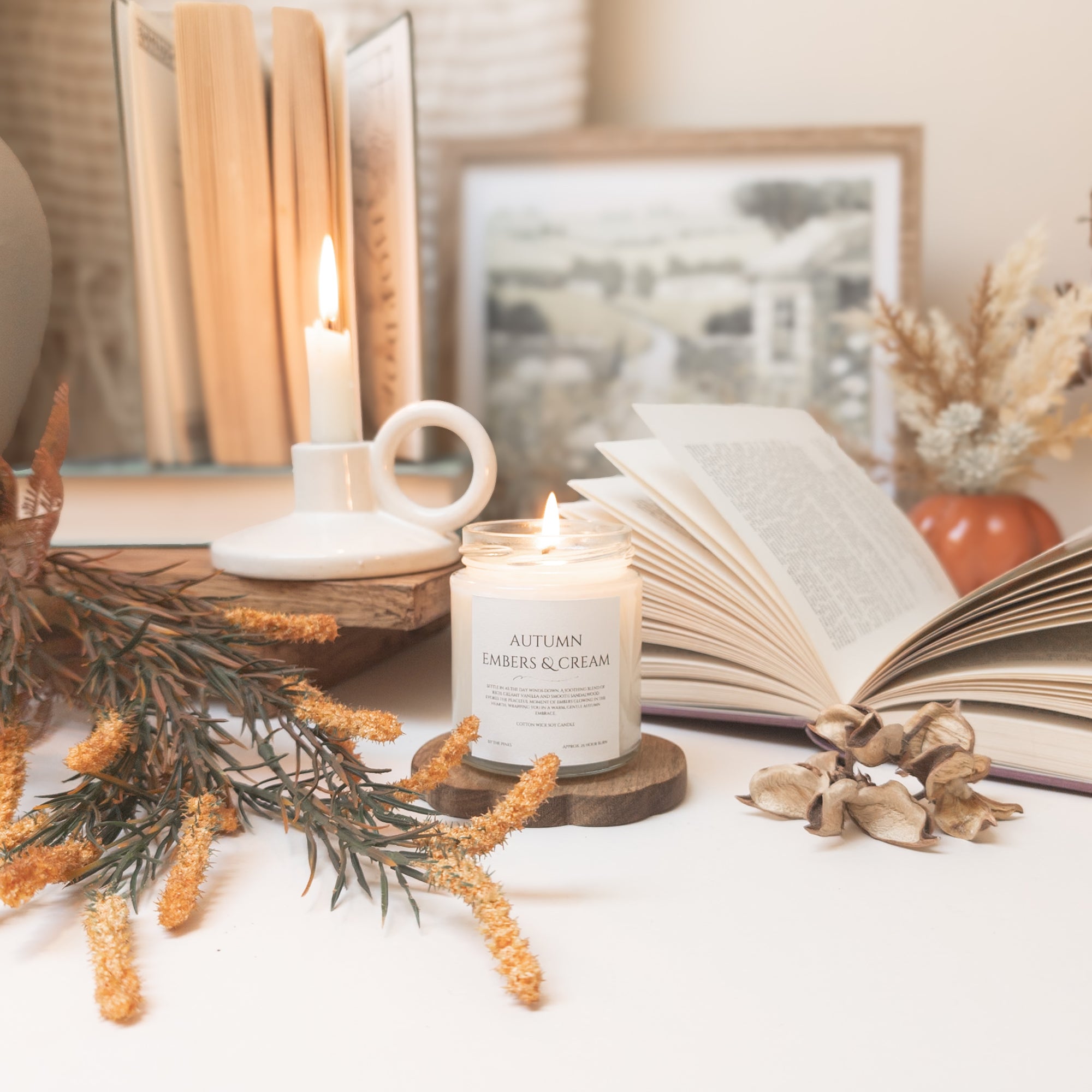 Autumn Embers & Cream Candle - Cottage Core Collection