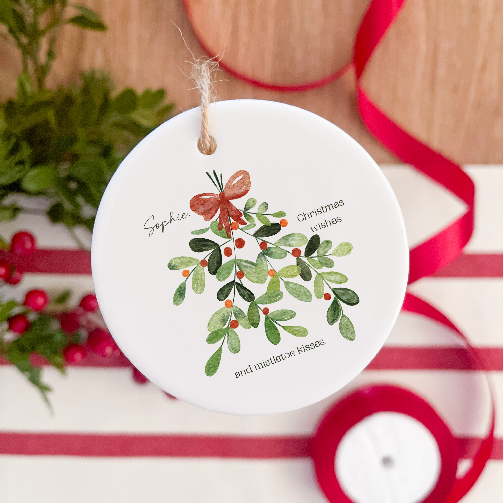 Christmas Mistletoe Kisses Ceramic