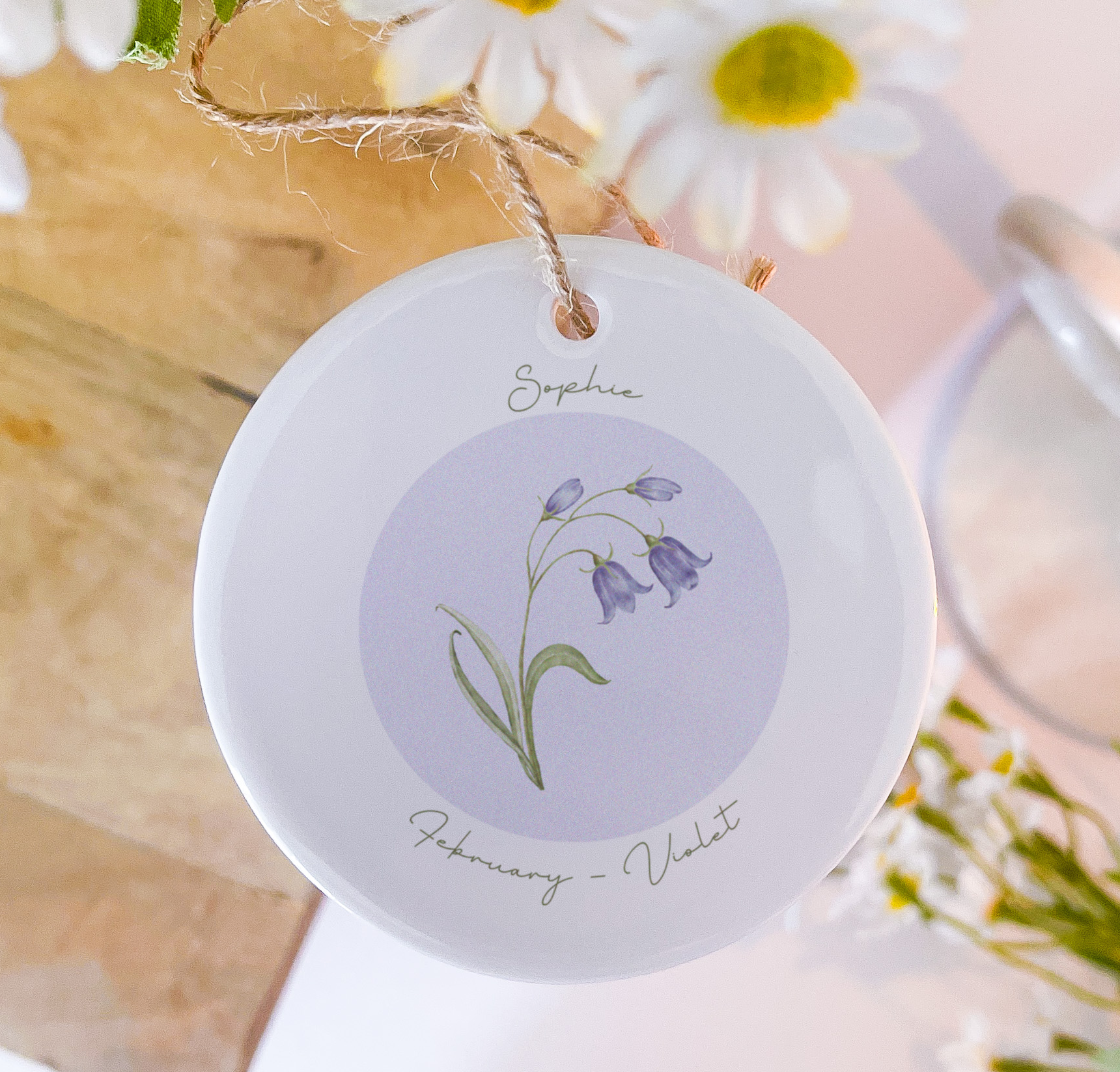 February Birth Flower Ceramic